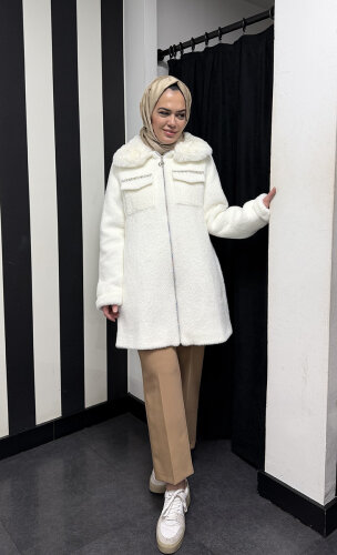 Orhan Önü Taşlı Angora Kap EKRU - 3