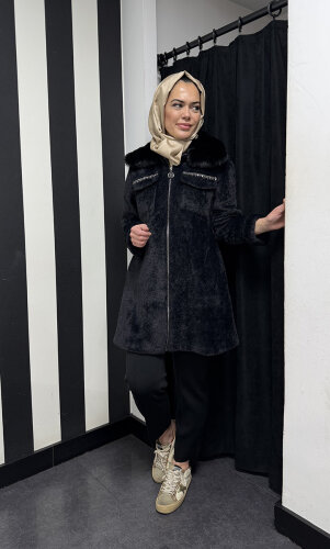 Orhan Önü Taşlı Angora Kap SİYAH - 2