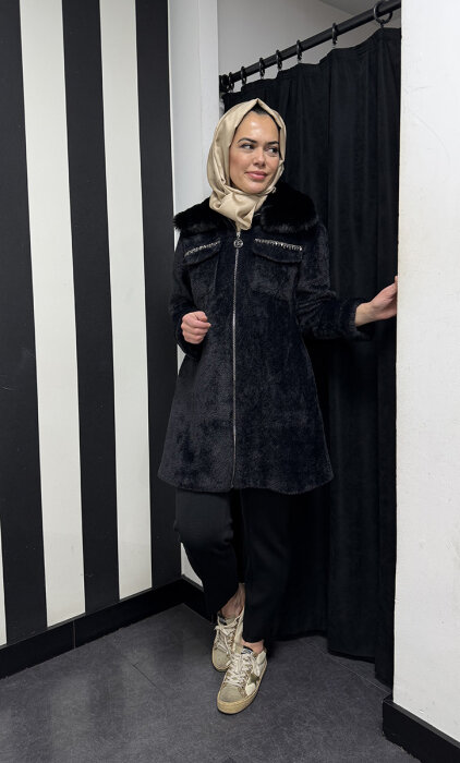 Orhan Önü Taşlı Angora Kap SİYAH - 2