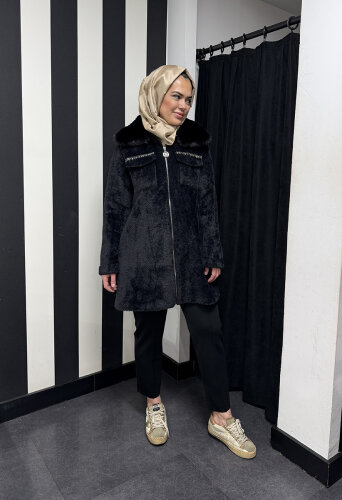 Orhan Önü Taşlı Angora Kap SİYAH - 3