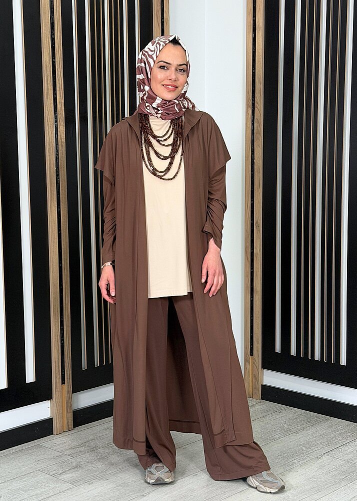 Qupra Aksesuar Detaylı Pantolonlu Takım KAHVE
