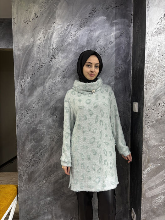 Qupra Boyunluk Aksesurlı Tüylü Tunik MİNT - 1
