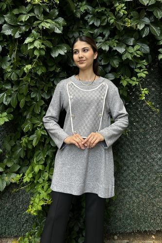 Qupra Kapak Detaylı Tunik GRİ 