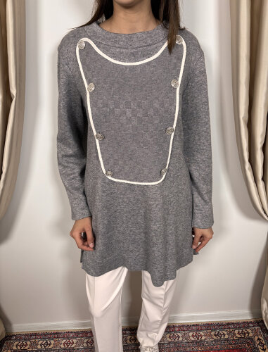 Qupra Kapak Detaylı Tunik GRİ - 4