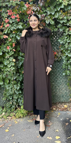 Qupra Kapişonu Kürklü Safor Kap KAHVE - 2