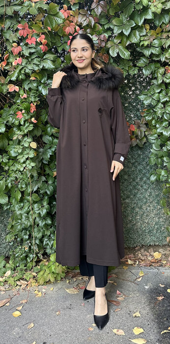 Qupra Kapişonu Kürklü Safor Kap KAHVE - 2