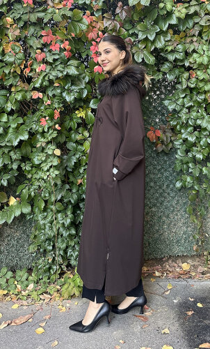 Qupra Kapişonu Kürklü Safor Kap KAHVE - 3