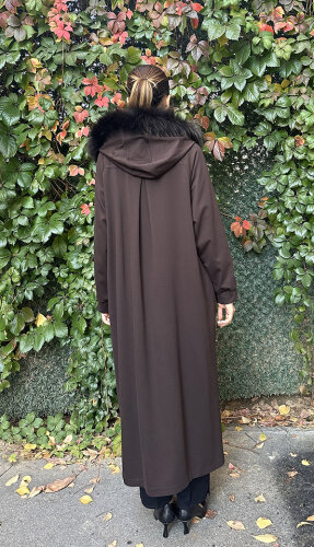 Qupra Kapişonu Kürklü Safor Kap KAHVE - 4