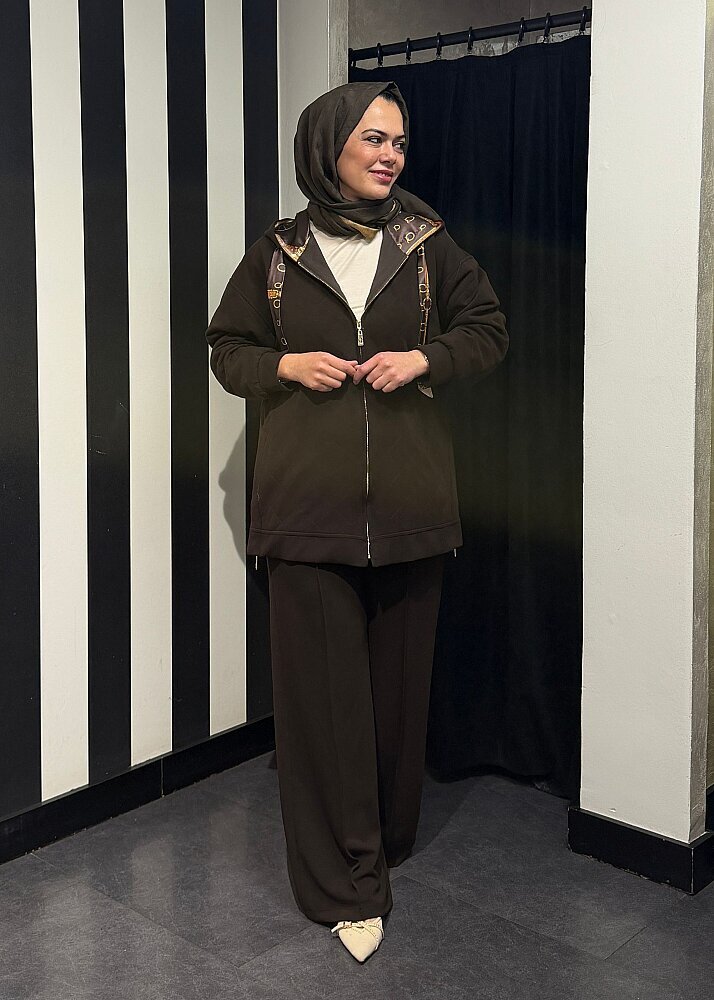 Qupra Kapşonlu Kapitone Takım KAHVE - 3