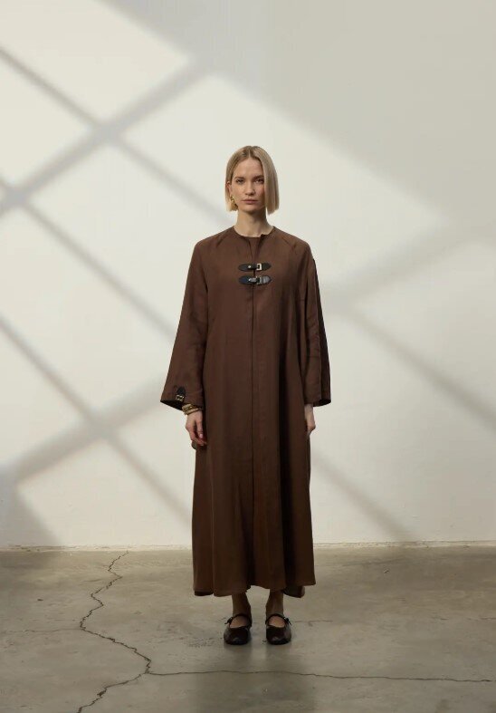 Qupra Kemer Aksesuarlı İkili Elbise KAHVE