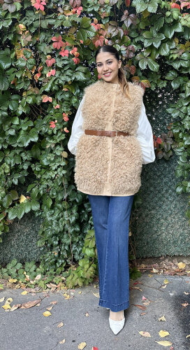 Qupra Kürklü Yelek CAMEL