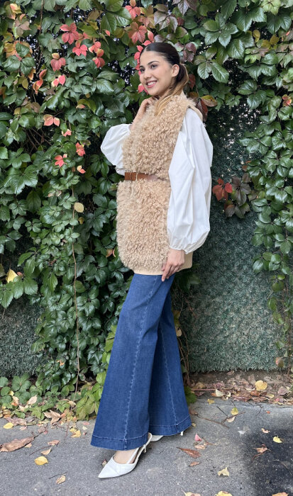 Qupra Kürklü Yelek CAMEL - 3