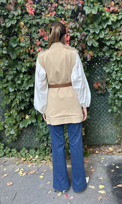 Qupra Kürklü Yelek CAMEL - 4