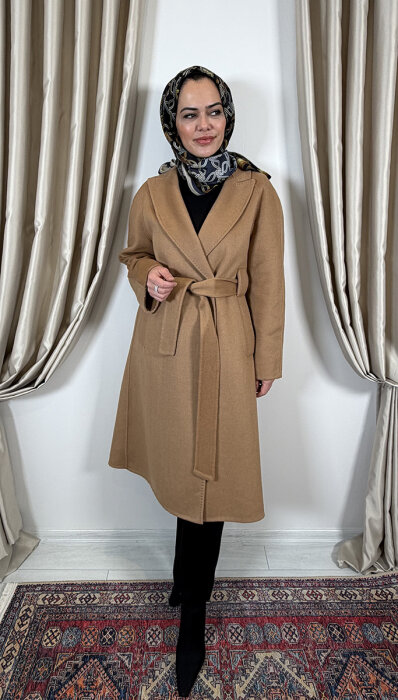 Qupra Kuşaklı Kaşmir Kaban CAMEL - 1