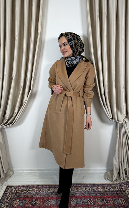 Qupra Kuşaklı Kaşmir Kaban CAMEL - 2