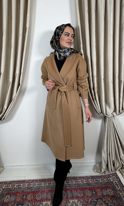 Qupra Kuşaklı Kaşmir Kaban CAMEL - 3