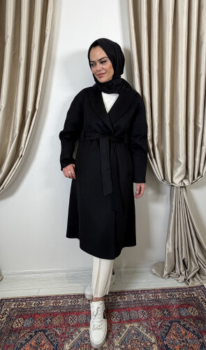 Qupra Kuşaklı Kaşmir Kaban SİYAH - 2