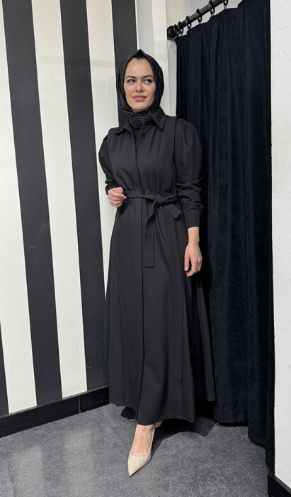 Qupra Nakış Detaylı Elbise SİYAH - 1