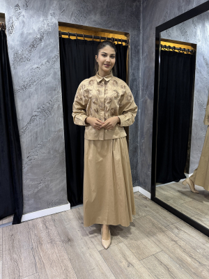 Qupra Nakışlı Taş İşlemeli Takım CAMEL - 2