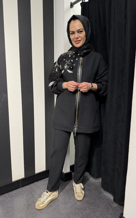 Qupra Omuzu Aksesuarlı Takım SİYAH - 2