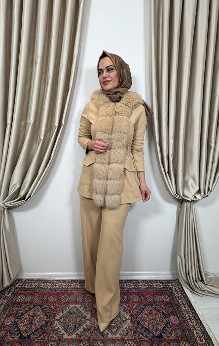 Qupra Önü Kürklü Pantolonlu Takım LAMA - 1