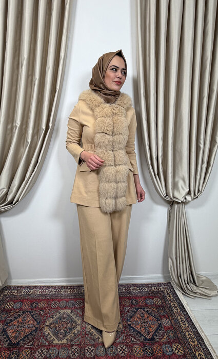 Qupra Önü Kürklü Pantolonlu Takım LAMA - 3