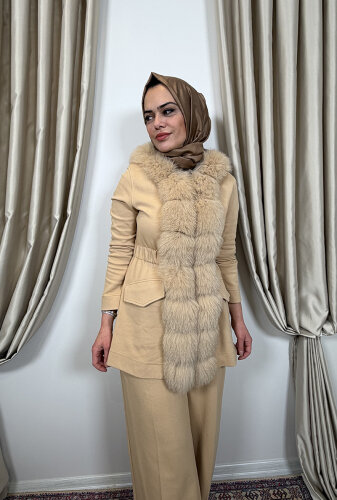 Qupra Önü Kürklü Pantolonlu Takım LAMA - 4