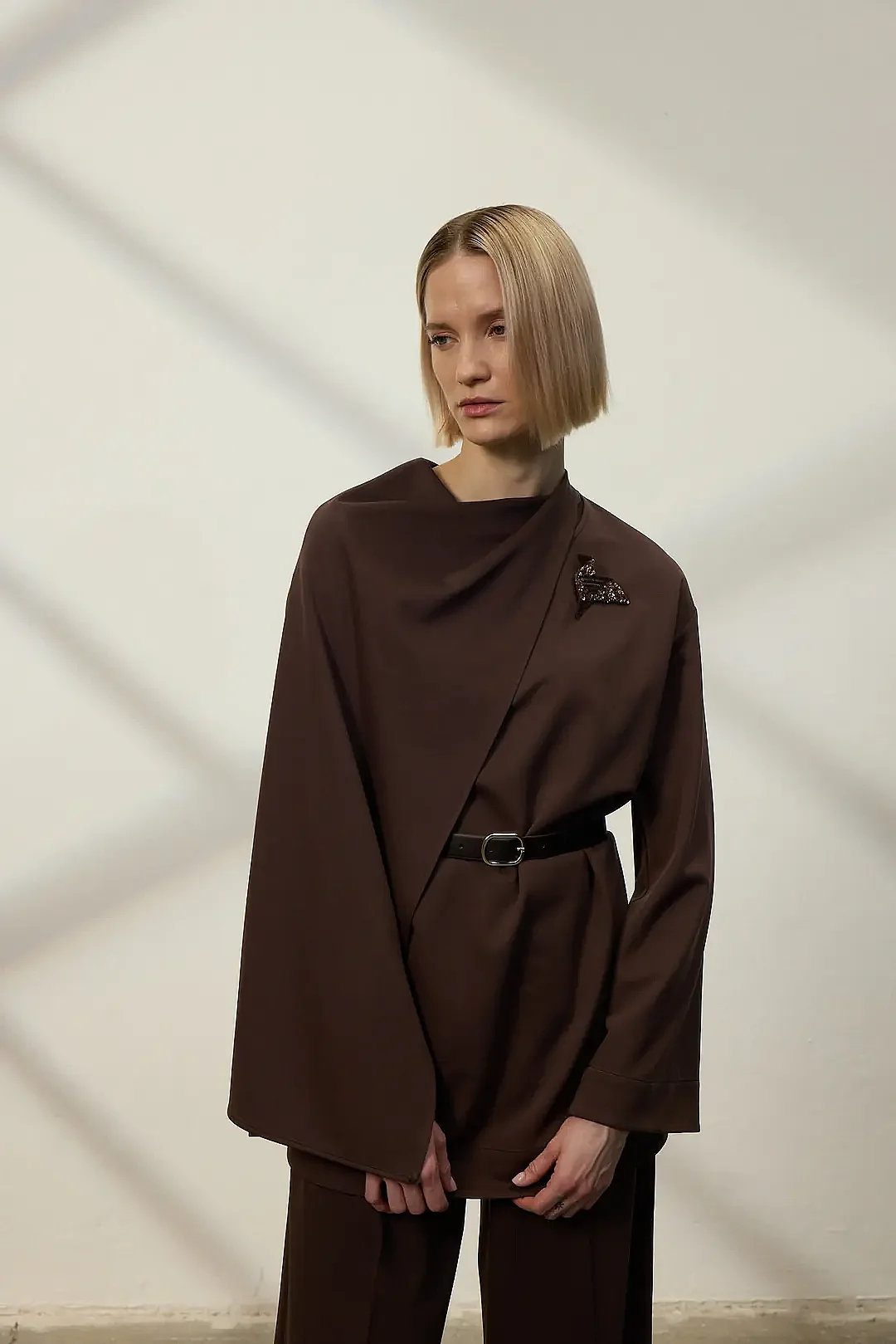 Qupra Şal Detaylı Örme Takım KAHVE - 3