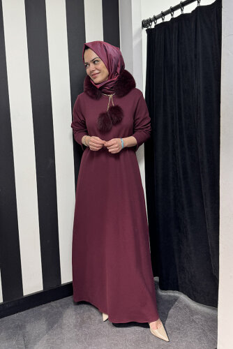 Qupra Zincirli Kürklü Takım BORDO - 3