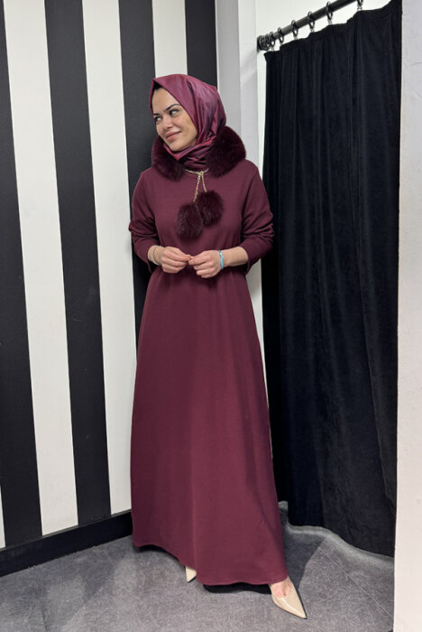 Qupra Zincirli Kürklü Takım BORDO - 3
