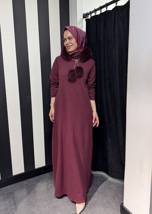 Qupra Zincirli Kürklü Takım BORDO - 2