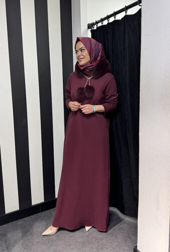 Qupra Zincirli Kürklü Takım BORDO - 4