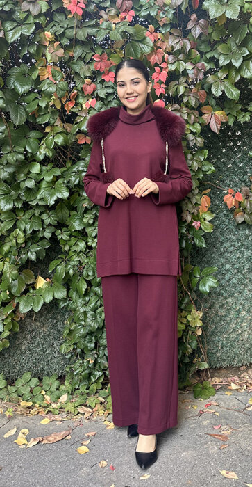 Qupra Zincirli Kürklü Takım BORDO - 1