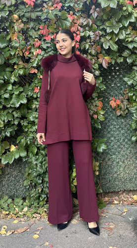 Qupra Zincirli Kürklü Takım BORDO - 2