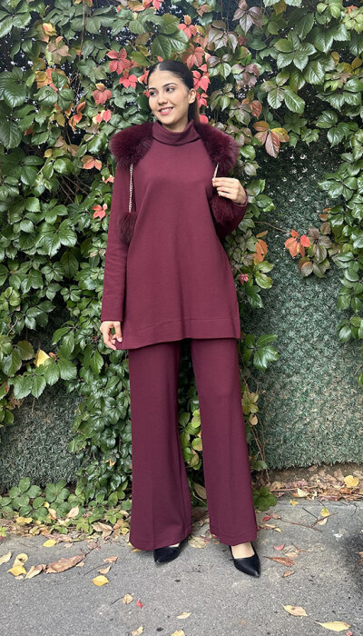 Qupra Zincirli Kürklü Takım BORDO - 3