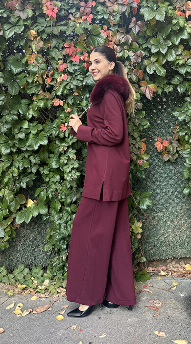 Qupra Zincirli Kürklü Takım BORDO - 4