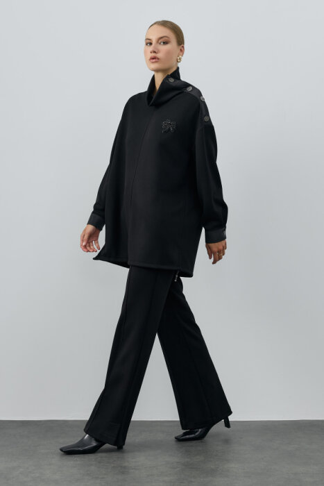 SBL Design Yakası Düğme Detaylı Pantolon Takım SİYAH - 1