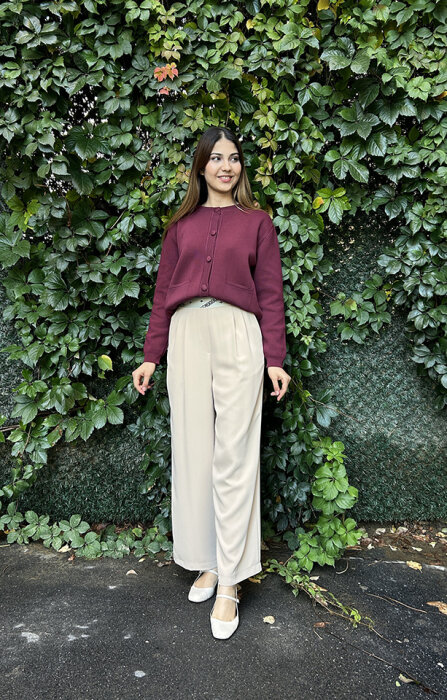 SBL Desing Beli Lastikli Boru Paça Pantolon BEJ - 2