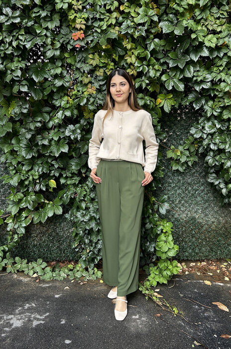 SBL Desing Beli Lastikli Boru Paça Pantolon HAKİ - 1