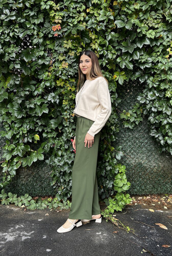 SBL Desing Beli Lastikli Boru Paça Pantolon HAKİ - 3