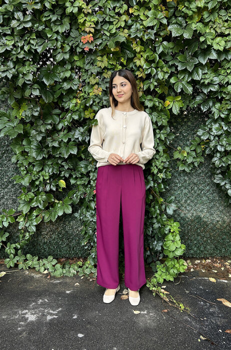 SBL Desing Beli Lastikli Boru Paça Pantolon MÜRDÜM - 3