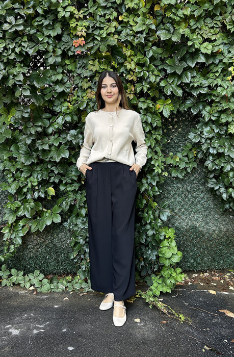 SBL Desing Beli Lastikli Boru Paça Pantolon SİYAH - 1