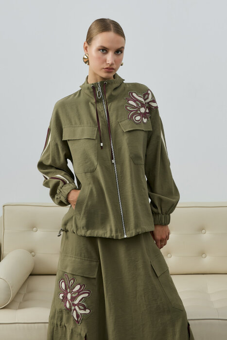 SBL Desing Çiçek Detaylı Etekli Takım HAKİ - 3