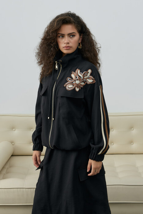 SBL Desing Çiçek Detaylı Etekli Takım SİYAH - 7