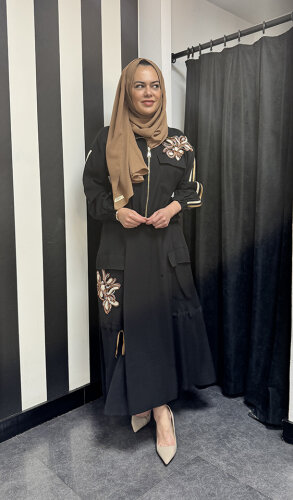 SBL Desing Çiçek Detaylı Etekli Takım SİYAH - 2