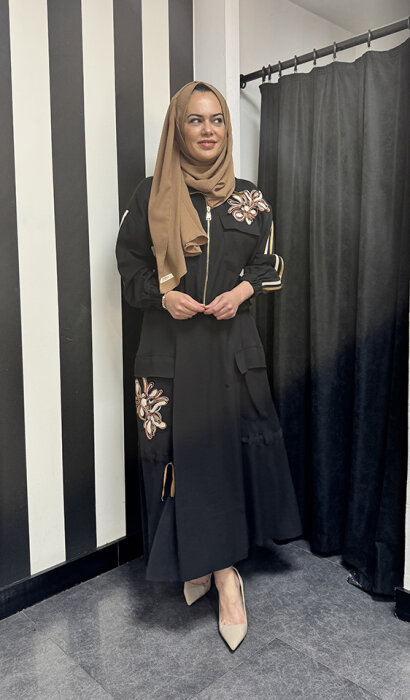 SBL Desing Çiçek Detaylı Etekli Takım SİYAH - 2