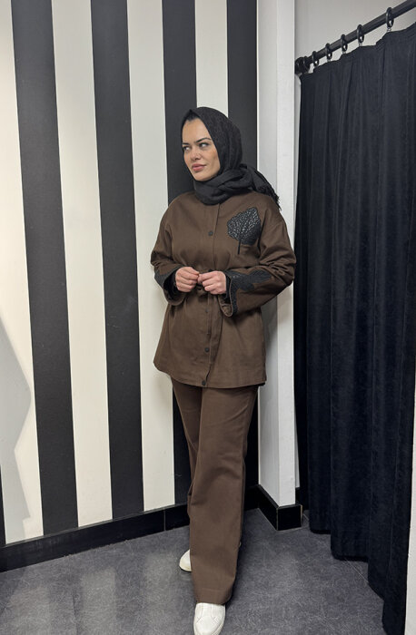 SBL Desing Kolları Yaprak Detayşı Takım KAHVE - 1