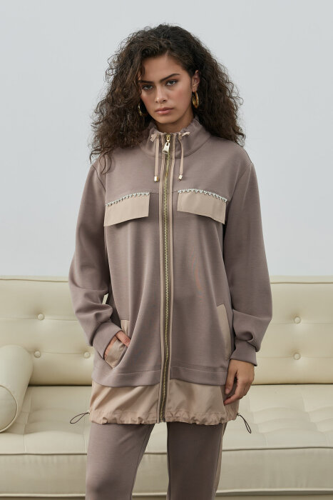 SBL Desing Önü Taşlı Pantolonlu Takım VİZON - 9