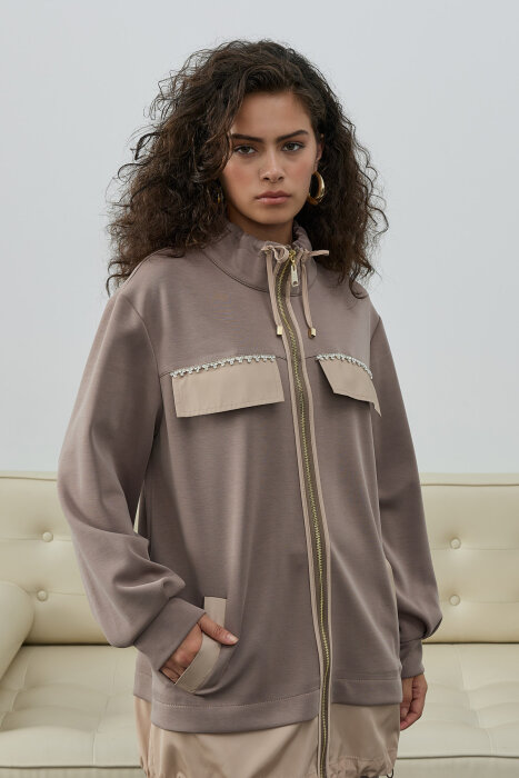 SBL Desing Önü Taşlı Pantolonlu Takım VİZON - 10