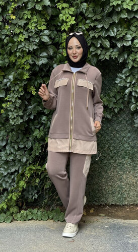 SBL Desing Önü Taşlı Pantolonlu Takım VİZON - 6